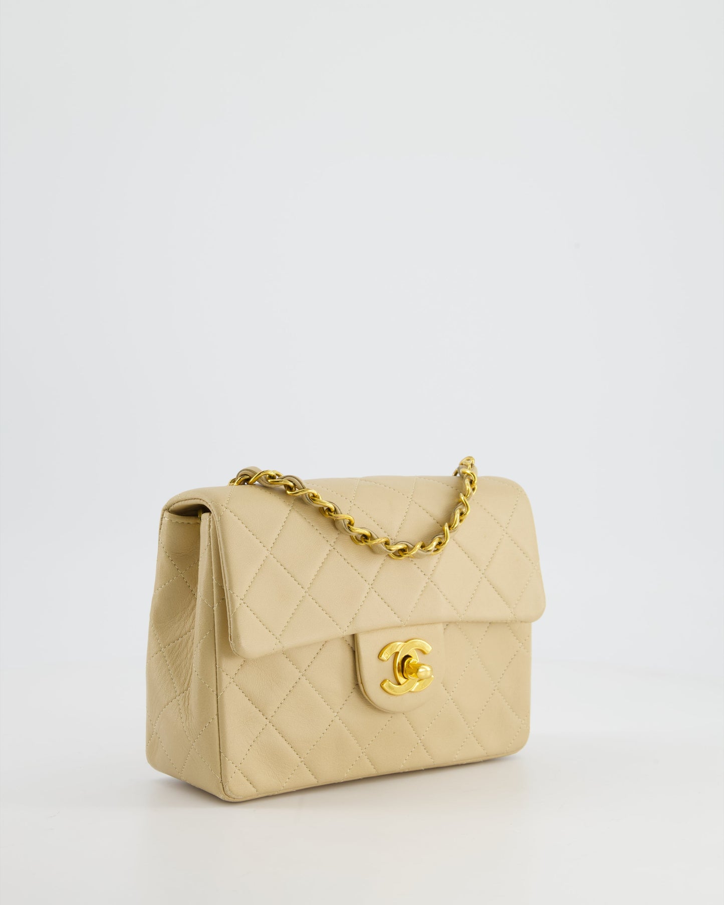 VINTAGE* Chanel Chai Vintage Mini Square Bag in Lambskin Leather with 24K Gold Hardware