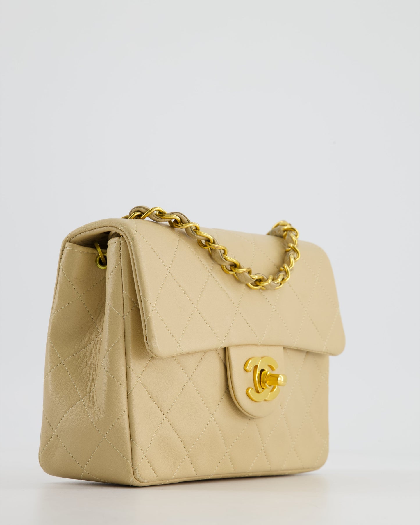 VINTAGE* Chanel Chai Vintage Mini Square Bag in Lambskin Leather with 24K Gold Hardware