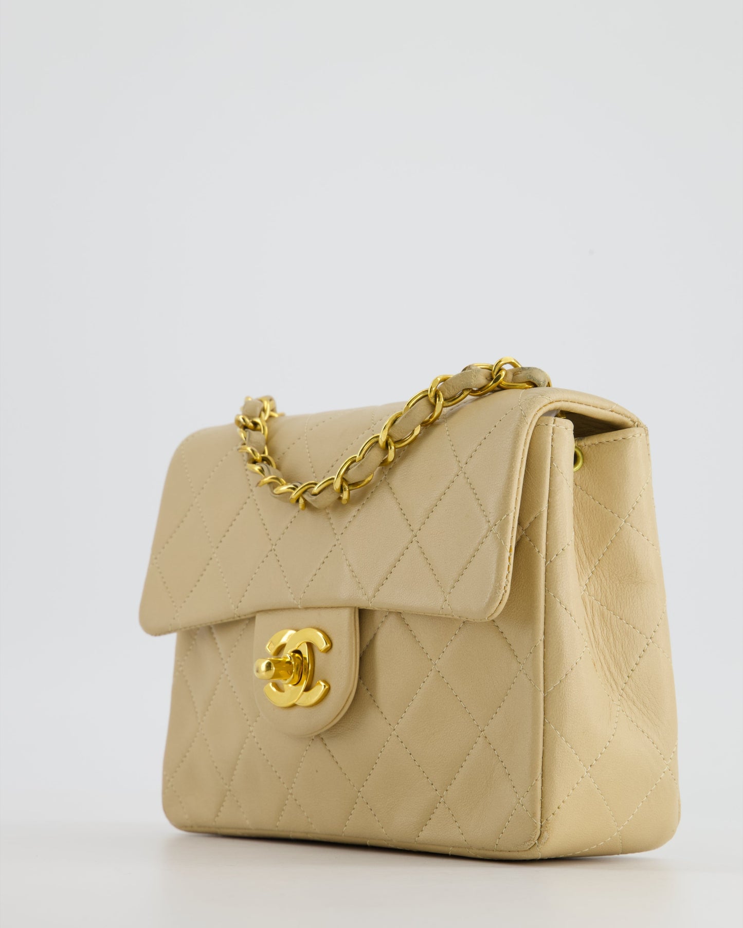 VINTAGE* Chanel Chai Vintage Mini Square Bag in Lambskin Leather with 24K Gold Hardware