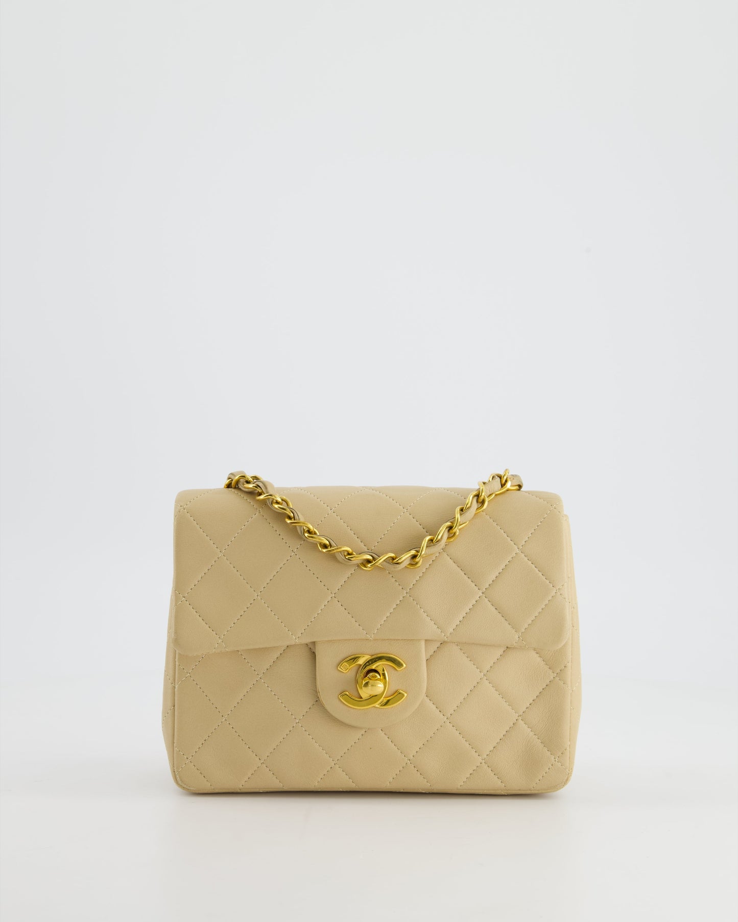VINTAGE* Chanel Chai Vintage Mini Square Bag in Lambskin Leather with 24K Gold Hardware