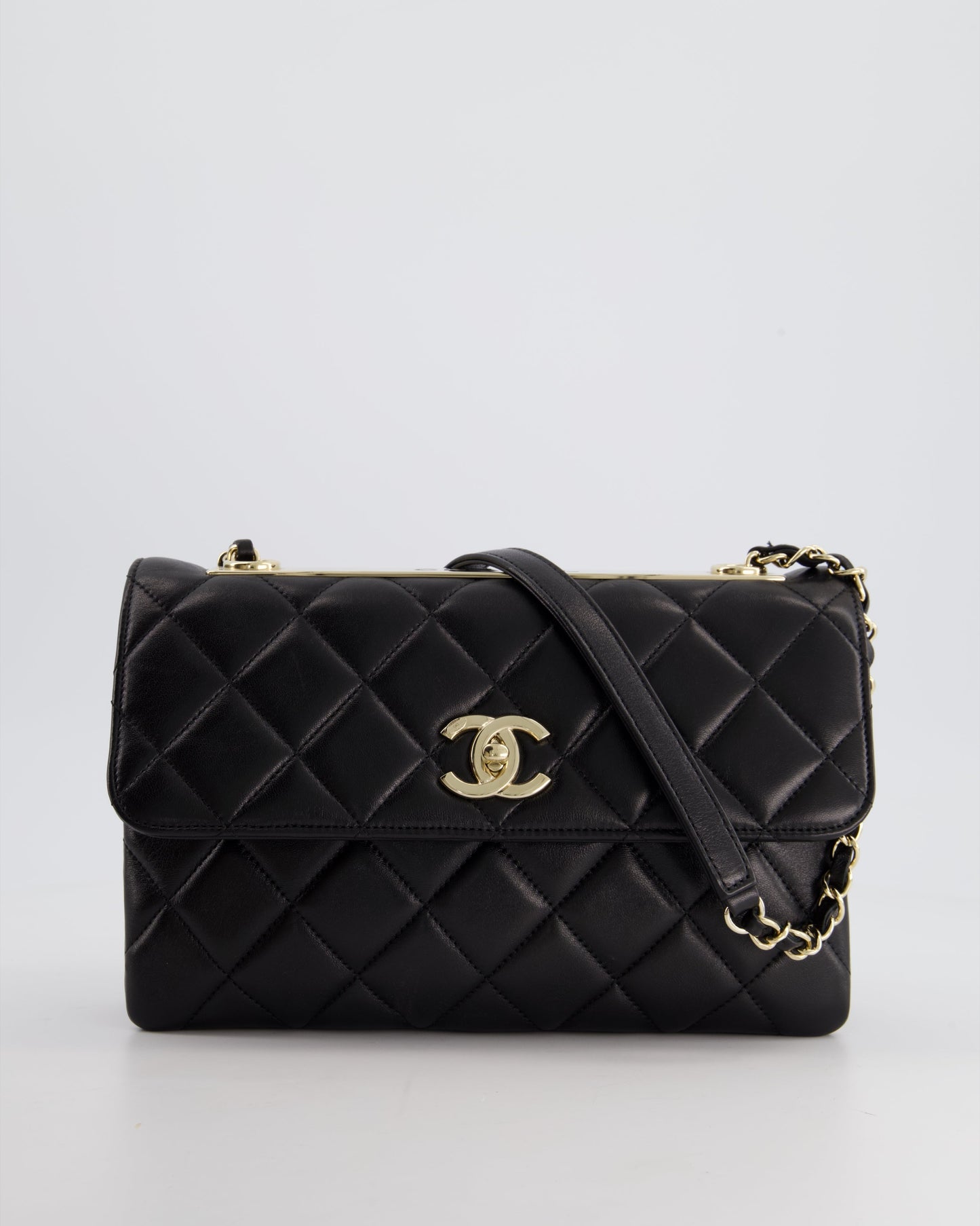 Chanel Black Trendy CC Shoulder Bag in Lambskin Leather with Champagne Gold Hardware
