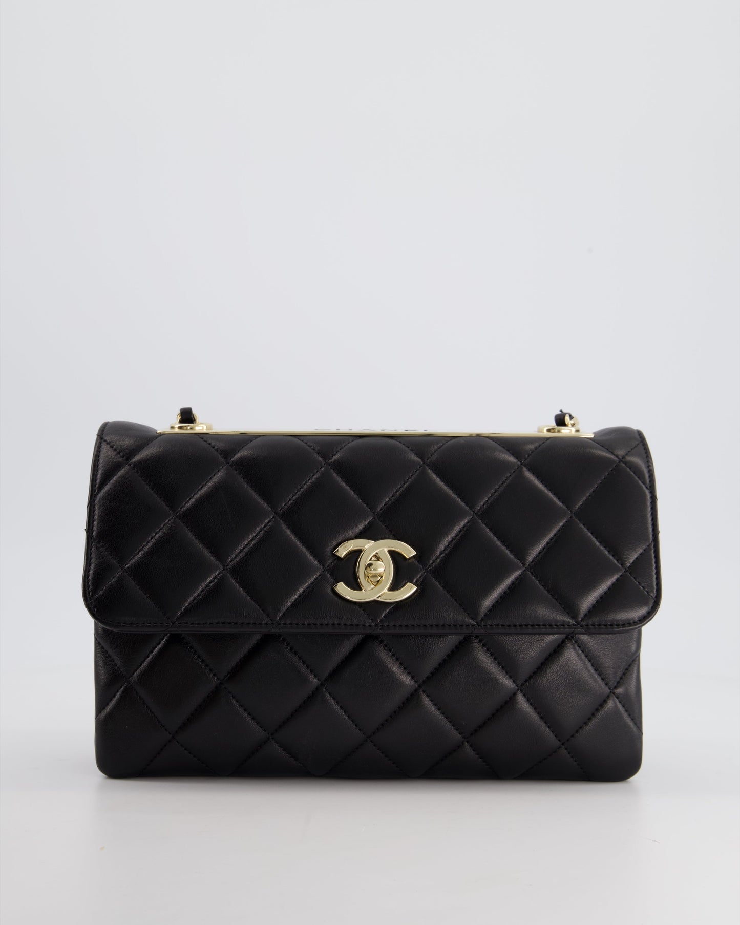 Chanel Black Trendy CC Shoulder Bag in Lambskin Leather with Champagne Gold Hardware