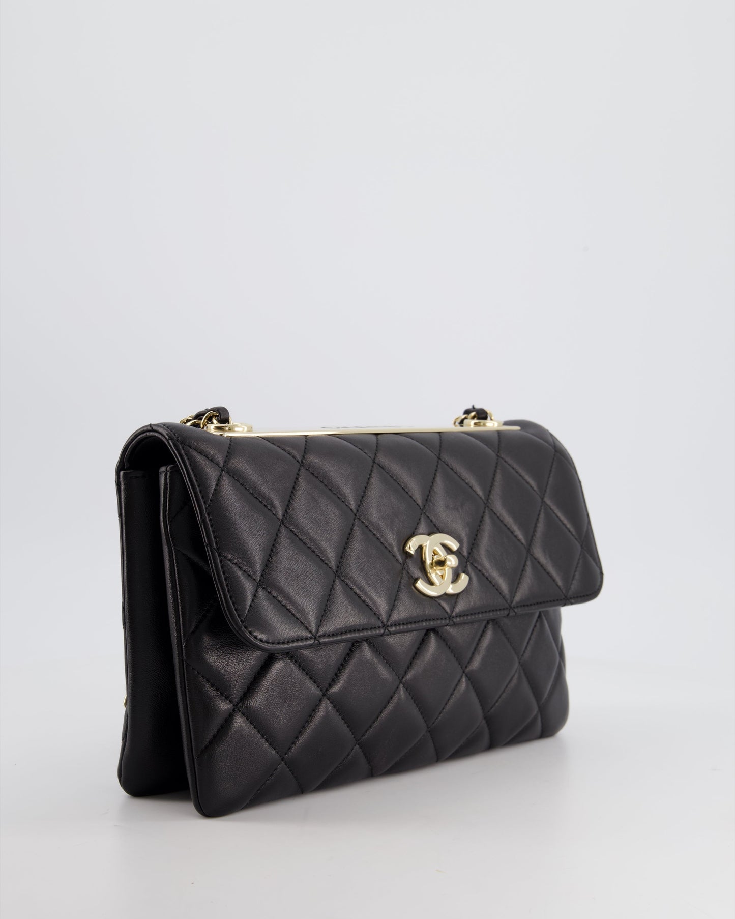 Chanel Black Trendy CC Shoulder Bag in Lambskin Leather with Champagne Gold Hardware