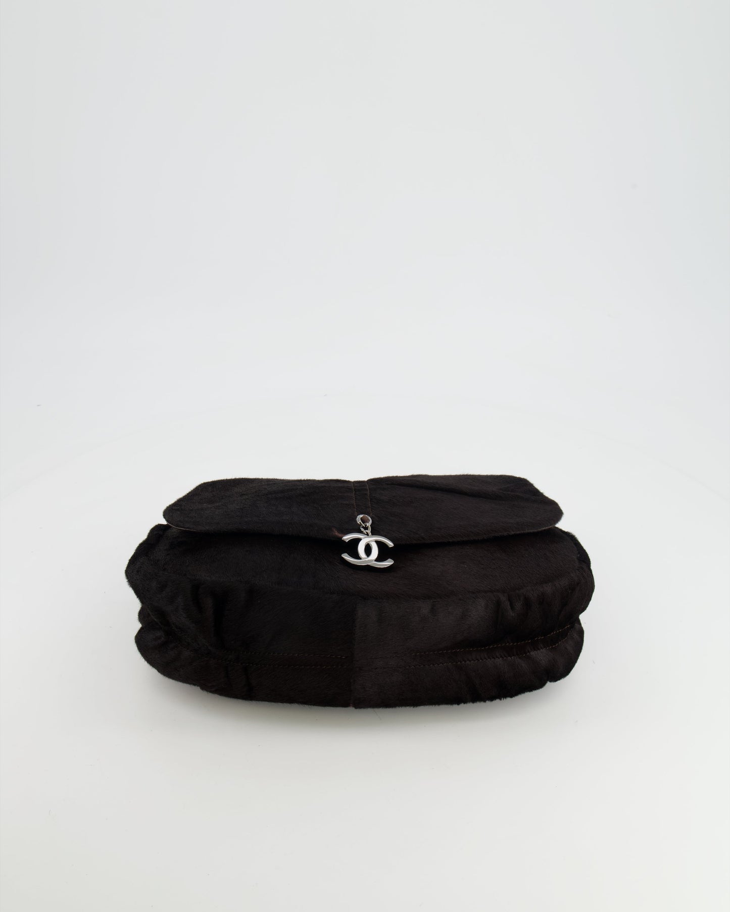 Chanel Chocolate Brown Ponyhair Single Flap Shoulder Bag with Silver Hardware