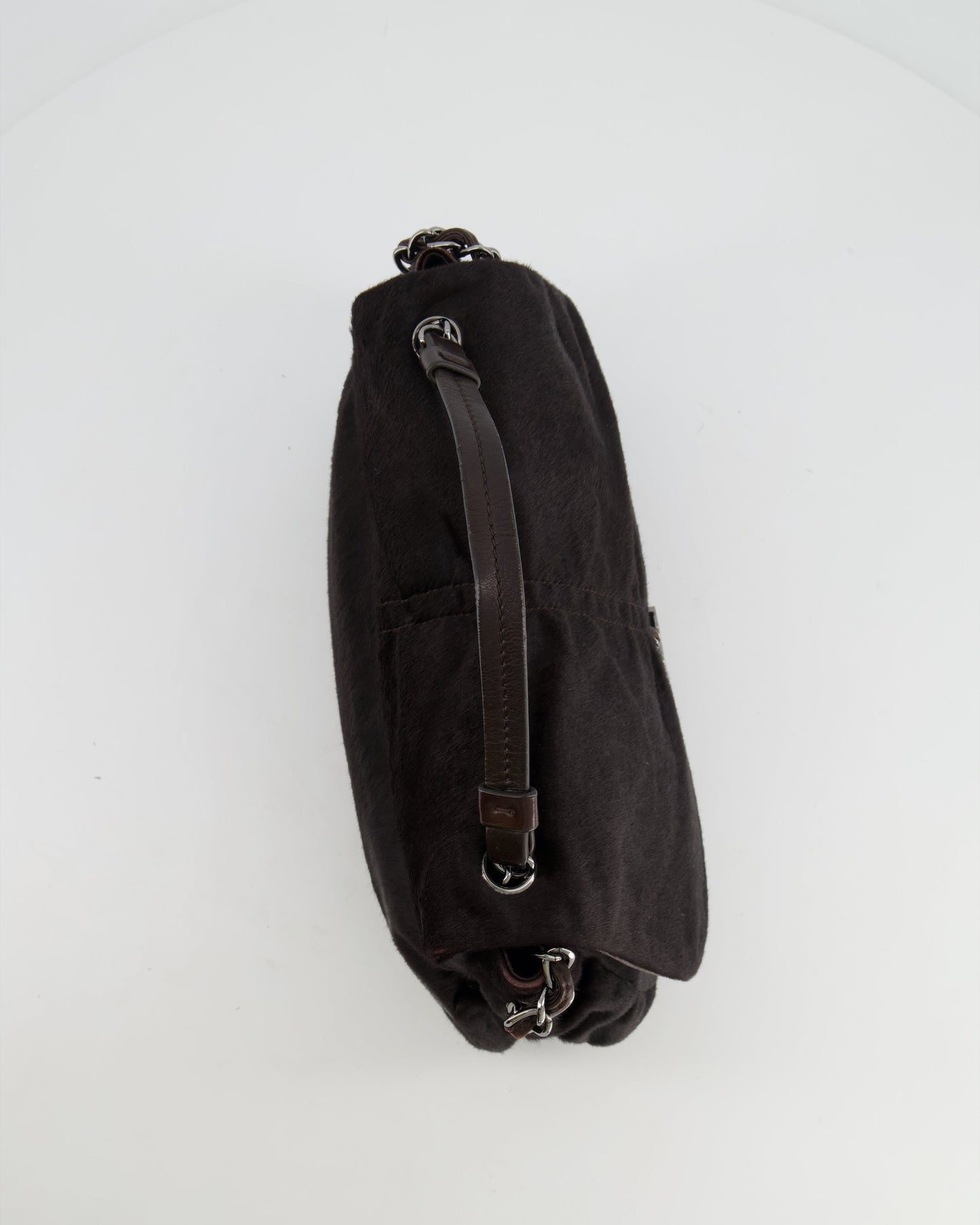 Chanel Chocolate Brown Ponyhair Single Flap Shoulder Bag with Silver Hardware