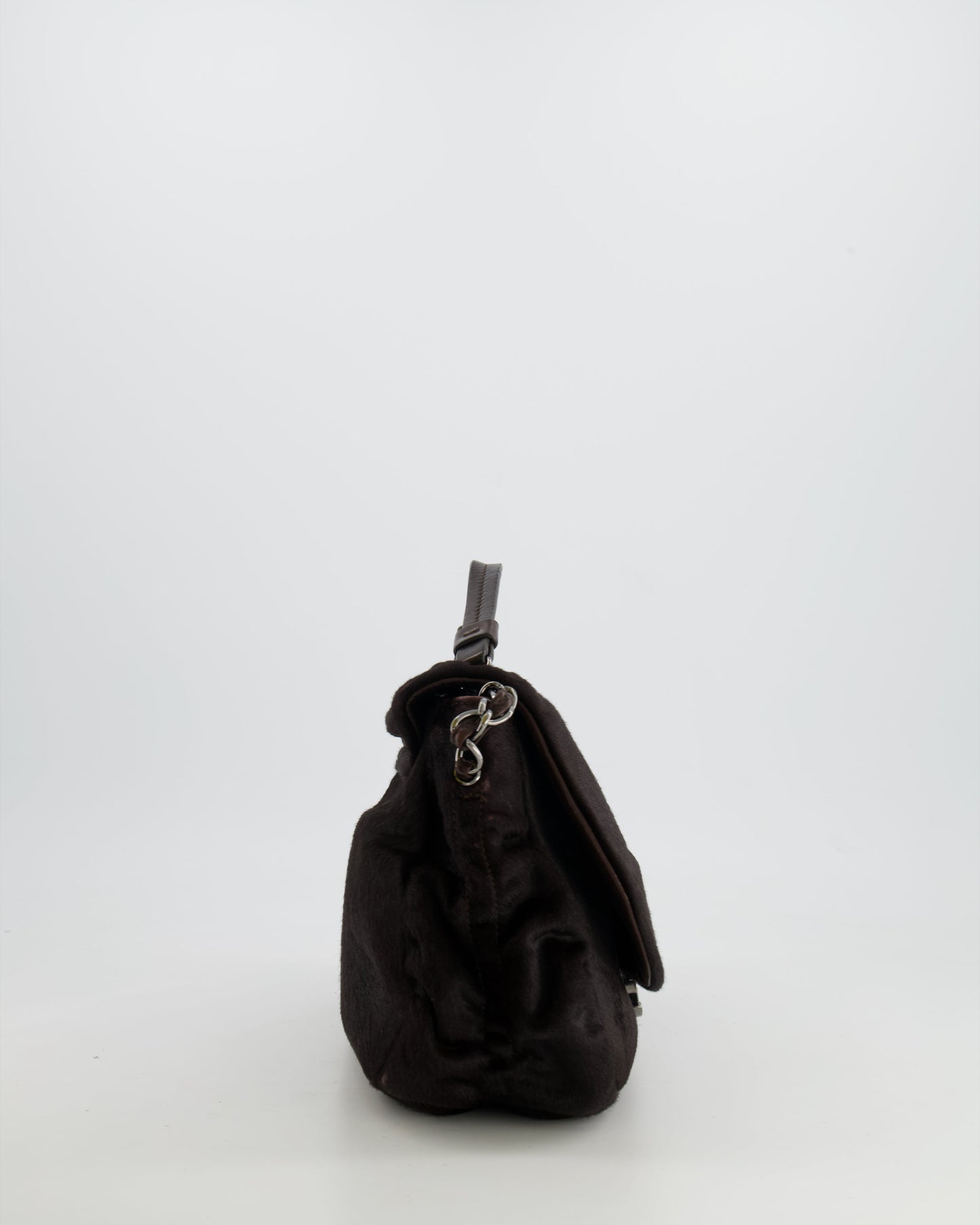 Chanel Chocolate Brown Ponyhair Single Flap Shoulder Bag with Silver Hardware