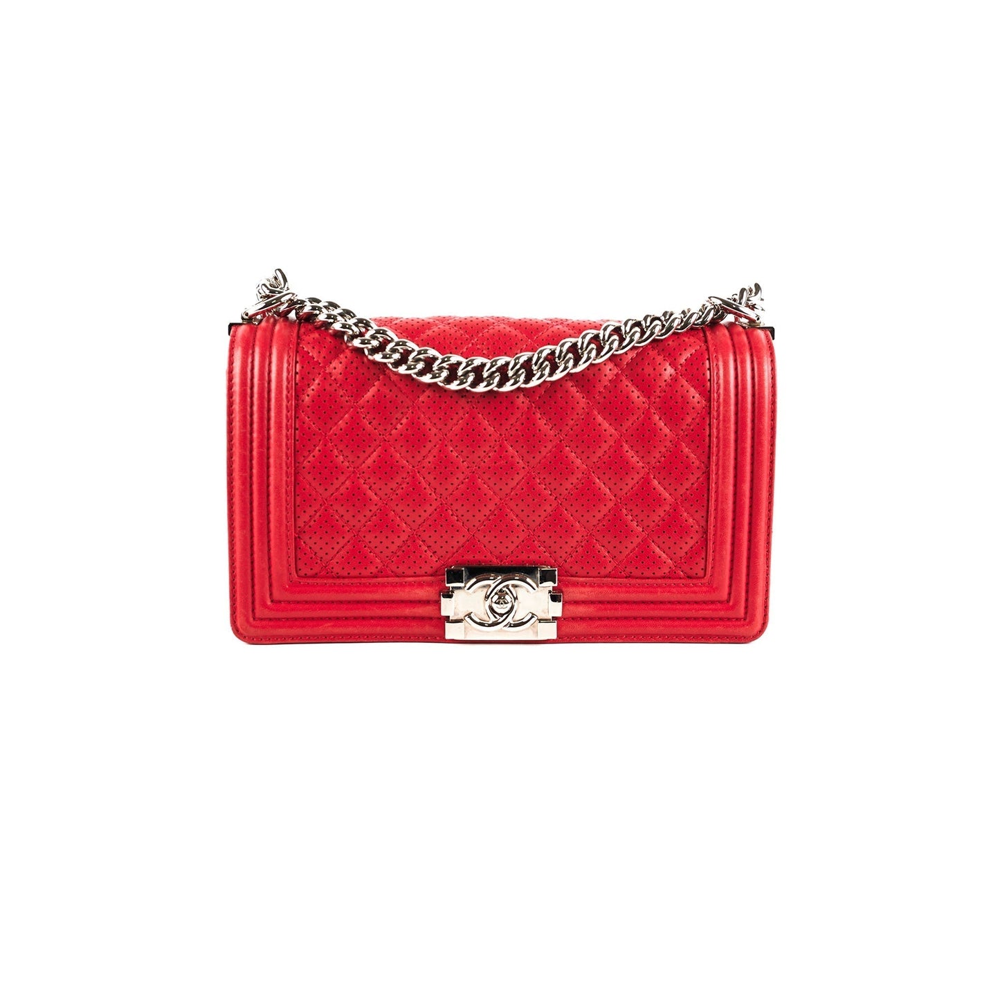 Chanel Old Boy Medium Red Peforated Shoulder Bag