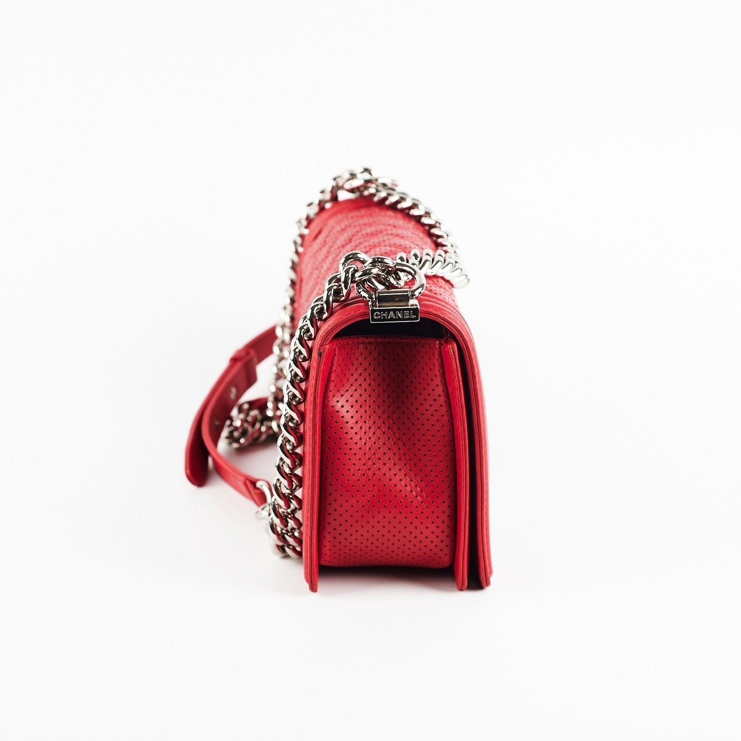 Chanel Old Boy Medium Red Peforated Shoulder Bag