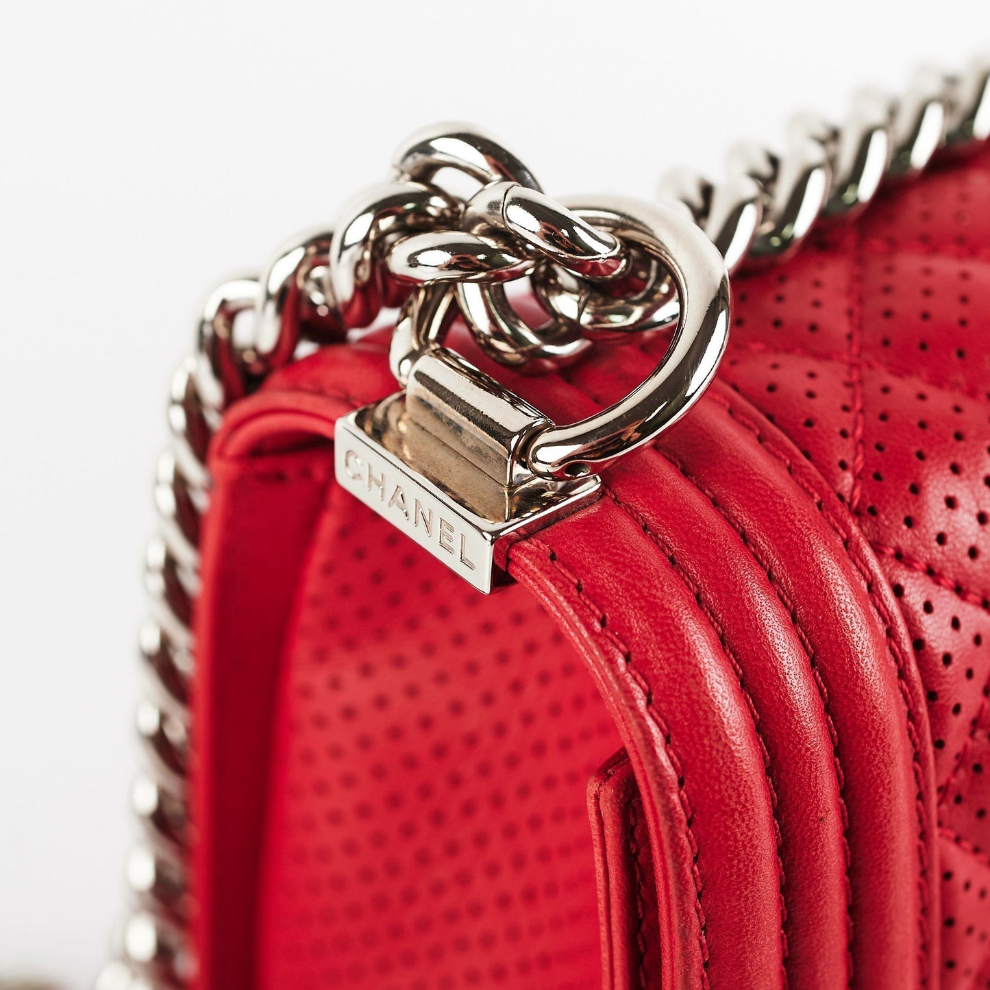 Chanel Old Boy Medium Red Peforated Shoulder Bag